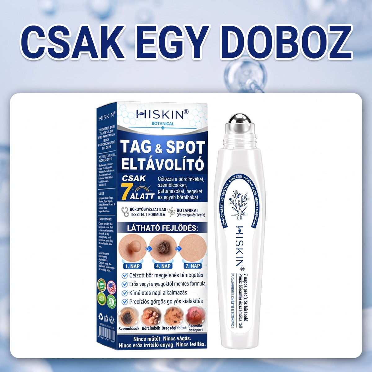 𝐇𝐈𝐒𝐊𝐈𝐍®👩‍⚕️ 𝟕 𝐍𝐚𝐩𝐨𝐬 𝐁ő𝐫𝐜𝐢𝐦𝐤𝐞 & 𝐅𝐨𝐥𝐭 𝐄𝐥𝐭á𝐯𝐨𝐥í𝐭ó 𝐑𝐨𝐥𝐥𝐞𝐫 𝐓𝐨𝐥𝐥 Fájdalommentes és heg nélküli, fejlett bőrhibák eltávolítására szolgáló görgős toll